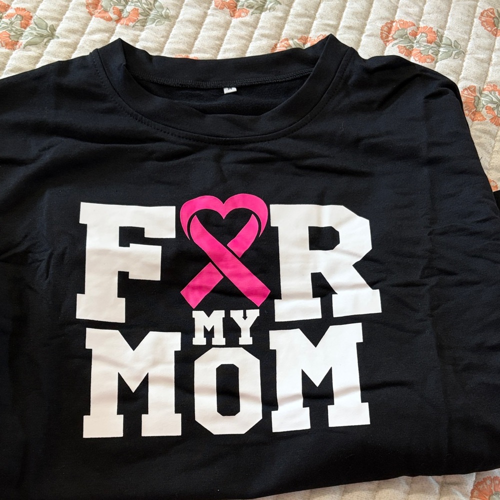 Black 'For My Mom' T-Shirt with Pink Ribbon Longsleeve